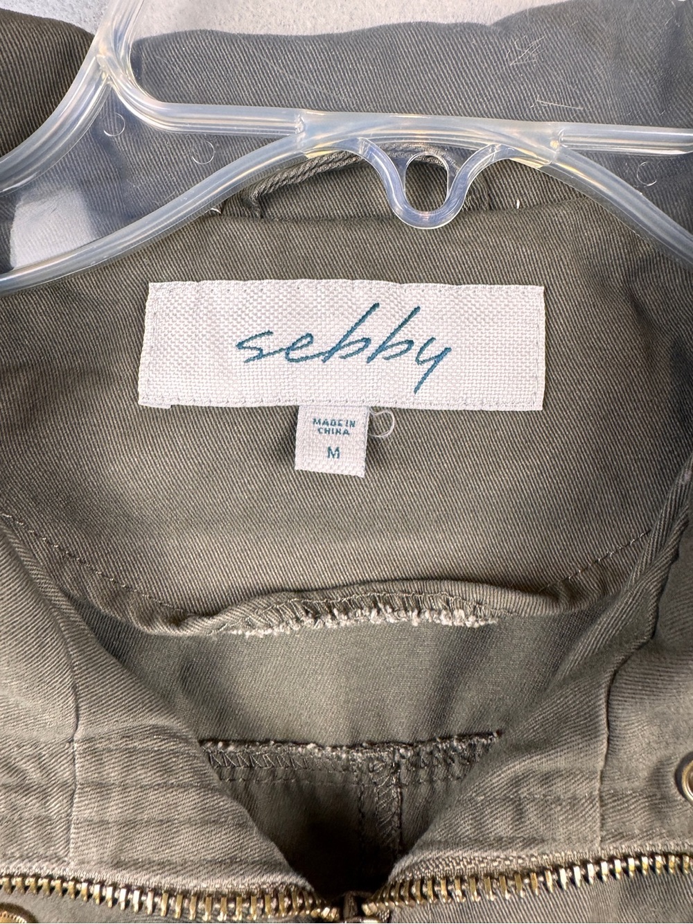 Sebby Utility Military Army Green Jacket Patches, Women’s Medium Zipper Snaps - Picture 7 of 10